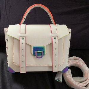 Michael Kors Manhattan Contrast-Trim Leather Satchel